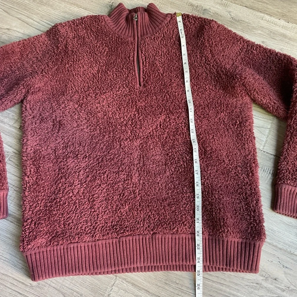 Barefoot Dreams CozyChic Shearling Half Zip Pullover In Burgundy NO TAGS SZ M
